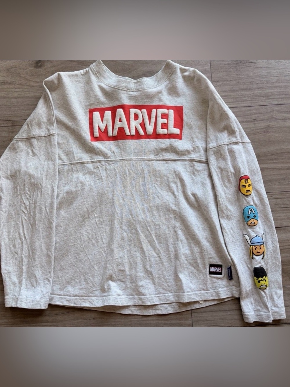 Marvel Spirit Jersey Kids size XL 14 Cream Long Sleeve Shirt